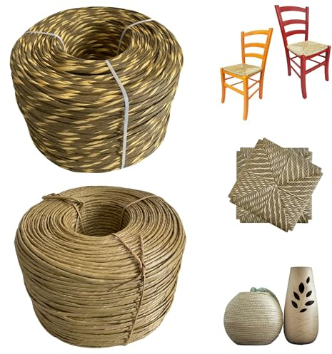 ZStyle Corda Di Carta - Rotolo - Corda Di Carta Per Impagliare Sedie - Ritorta - Erba Palustre - Naturale - Cordoncino - Spago - Fai Da Te (Tinta unita naturale)