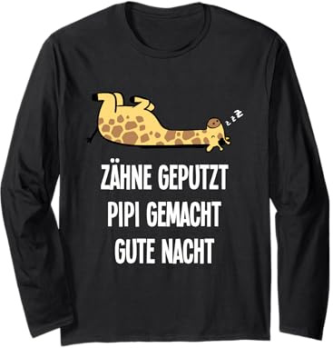 Teeth Geputzt Gute Nacht Giraffe Nachthemd Sleepshirt Langarmshirt