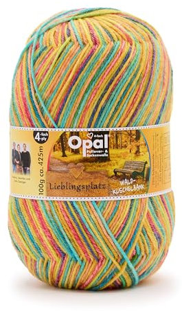 Opal Lieblingsplatz (425m) 4-fädig Garn - Wollmischung, zum Stricken von warmen Socken mit einzigartigen Farbmustern, 11461, 1 x 100g