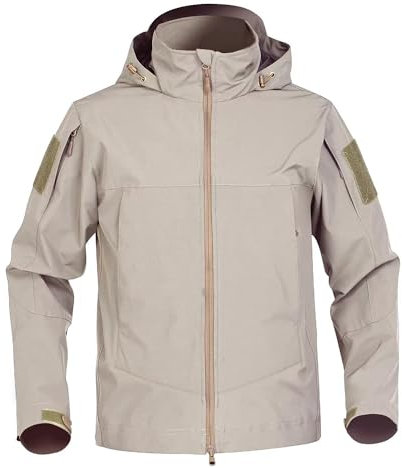 BSLVWG Regenjacke für Männer Wasserdichte Leichte Kapuze Windbreaker Outdoor Regenmantel Winddichte Shell Jacke für Reisen (DE/NL/SE/PL, Alphanumerisch, XXL, Große Größen, Regular, Khaki)