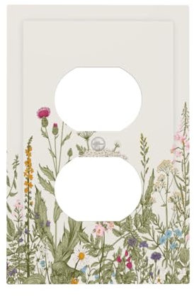 MOYMTEP Flower Light Switch Plate 1-Gang Duplex Wall Plate Cover Decorative Switchplate Vintage Cute Electrical Outlet Covers Shower Room Bathroom Home Decorate, Mid Size 5 x 3 Inch