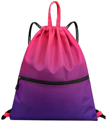 Sportbeutel Frauen Lässig Wasserabweisend Faltbar - Turnbeutel Wasserdicht Beutel Rucksack mit Kordelzug Damen Herren Innentasche Außennetztaschen für Sport Fitness Reisen - JSB031-13