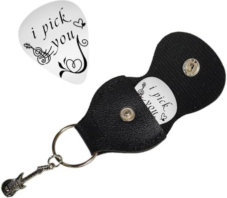 UNICRAFTALE Gitarre Picks Gitarren Plektren Halter PU Leder Gitarren Pick Halter Schlüsselanhänger Tasche 1 Stk I Pick You Gitarrenplektrum Guitar Picks Etui Plektrum für Gitarrenspieler