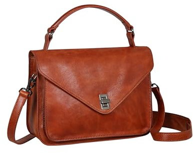 HESHE Geldbörsen und Handtaschen aus echtem Leder für Damen, Schultertasche, Umhängetasche, Designer-Umhängetasche, Braun, Medium