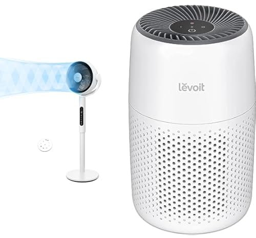 Levoit Air Purifier, 20dB Quiet Pedestal Fan for Bedroom Pair Use for Instant Fresh Air Delivery