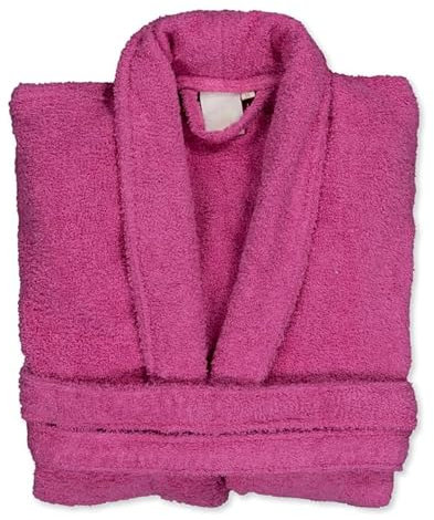 BOSKIMO - Albornoz Unisex - Albornoz de Ducha para Hombre o Mujer - 100% Algodón - Rizo - Disponible con Capucha (FR/ES, Letras, L, Regular, Regular, Fucsia, Sin Capucha)