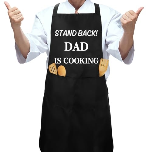 OZOSHINE Father’s Day Dad Black Chefs Apron Gift for Dad Fathers Day Gift for Daddy from Daughter Son Adjustable BBQ Aprons for Dad Gifts Dad Birthday Gifts Presents Birthday Anniversary Christmas