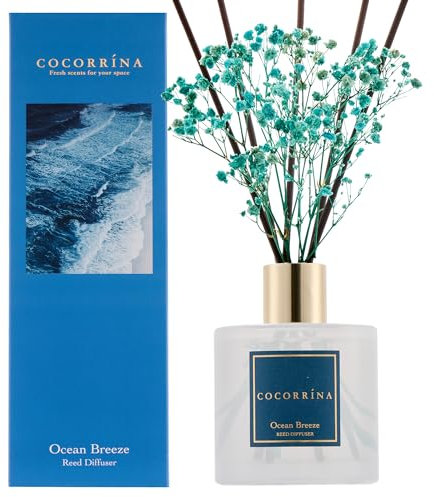 COCORRÍNA Reed Diffuser with 8 Sticks, 200ml Ocean Breeze Scented Diffuser, Home Fragrance for Bedroom Bathroom Living Room, Home & Office Decor