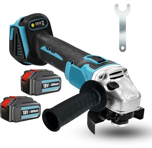 Smerigliatrice Angolare, Compatibile con Makita DGA517Z, 18V BL1840 Smerigliatrice Angolare Elettrica, Diametro di 125mm con 2x 5.5Ah Batteria e,1 Accessori, Per Taglio