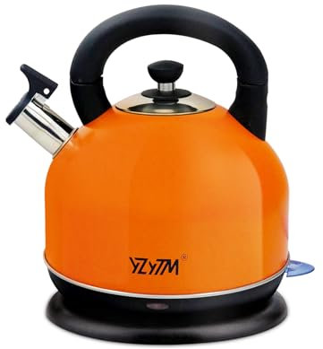 Electric Kettle, 3 Liter, 2000W Fast Boil Stainless Steel Portable Kettle with LED, Auto Shut-Off and Boil-Dry Protection, Mesh Filter (Orange)