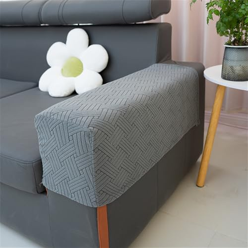 Hearda Sofa Armrest Protectors 2/4/6PCS/Set, Modern Stretch Fit Armrest Covers Chair Non-Slip Long Couch Arm Protector, Sofa Arm Caps Slipcovers for Armchairs, Sofas (Grey,Set of 4)
