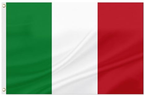 ASUNO Italien Flagge 90×150 CM, Polyester, Italienische National Banner mit 2 Messingösen, Doppelseitig, Leuchtende Farben, Farbbeständig, für Garten, Rasen, Patio