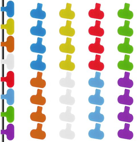 32PCS Cable Labels Tags 8 Colors Waterproof Wire Labels Nylon Wrap-It Cord Label for Electronics, Color Identification Markers Can Write On, Self-Adhesive Wire Tags for Cable Management