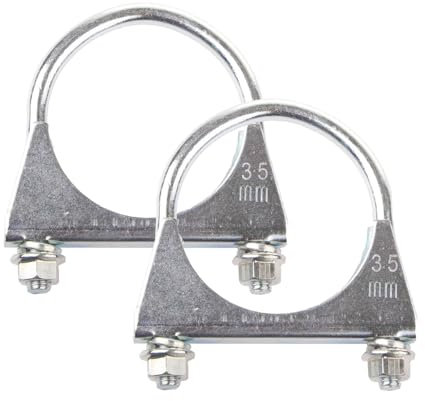 Exhaust Clamp - 2 Pcs 35mm Heavy Duty Galvanized Pipe Clamps for Exhaust Repair, U-Bolt Clamps for 35mm Diameter Tail Pipes
