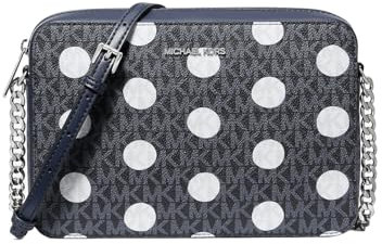 Michael Kors Jet Set Large Polka Dot Signature Logo Crossbody Bag Navy