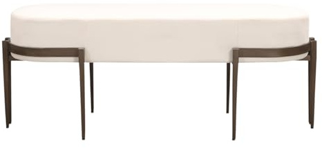 Moderne Sitzbank Adonia handgemacht aus Polster in Creme-Bronze 143 cm