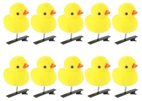 10 Stück Enten Haarspange Set, Niedlich Enten Haarklammer Cartoon Plüsch Gelbe Enten Haarspange Enten Haar Accessoires für Zuhause Schule Partys