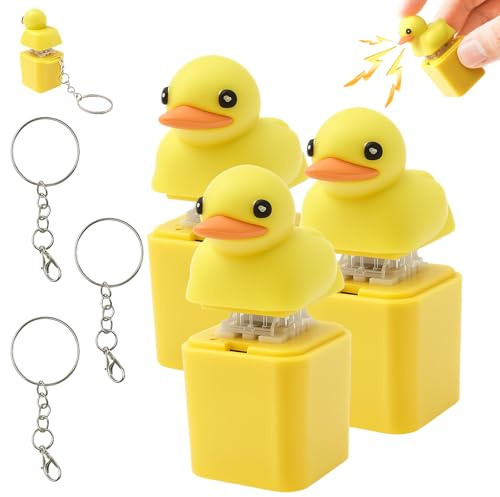 3Pcs Quacking Duck Keychain - Quacking Duck Toy with Colorful Lights - Decorative Ducky Keychain Keyboard Cute Ducky Stress Reliever, Keycaps That Quack Key Board Clicker