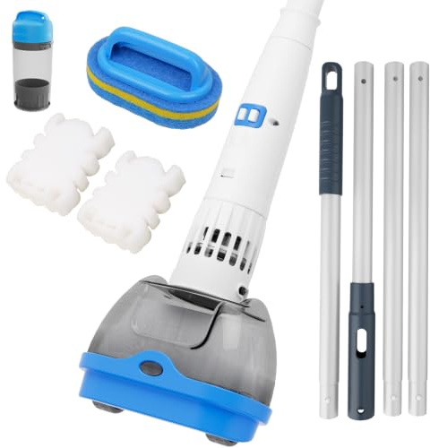 AQUAFYSH Aspirateur rechargeable pour jacuzzi, autonomie de 70 minutes | Aspirateur spa, filtre à mailles ultra-fines et tête de nettoyage pour une utilisation sans fil, entraînement magnétique