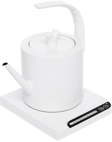 whsiodj 1 L Edelstahl Wasserkocher mit 7 Temperaturen Temperatureinstellung, Temperaturwahl 45°C bis 100°C， 1000W Schnellheizung mit Temperaturanzeige Kaffeekessel Teesieb (Weiß)