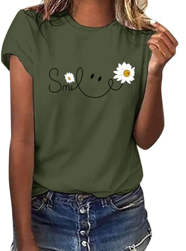 heekpek Maglietta Manica Corta Donna Amore Tshirt Cotone Maglietta Elegante Donna Casual T-Shirt Estiva con Girocollo Magliette Basic Estive Top