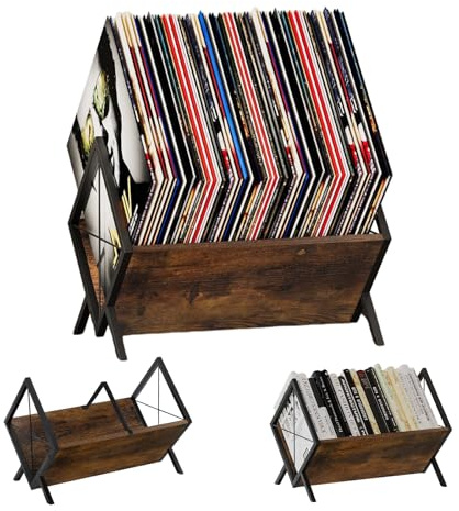 Soporte Vinilos 80-100 LP, con Divisor Ajustable para Álbumes, Libros y CD