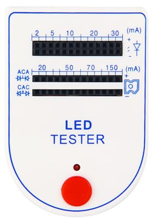 Gettimore LED Tester Box für 2-polige und 4-polige LEDs, tragbares Handheld-LED-Leuchtmittel-Testgerät mit 2-150 mA Strombereich, betrieben mit 9-V-Batterie (Weiß)