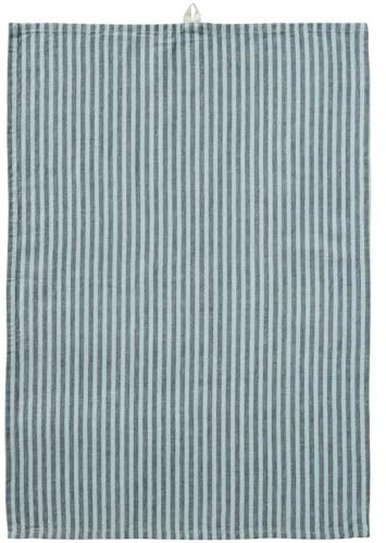 IB Laursen Geschirrtuch Linea m/grauen und türkisfarbenen schmalen Streifen B: 50 L: 70