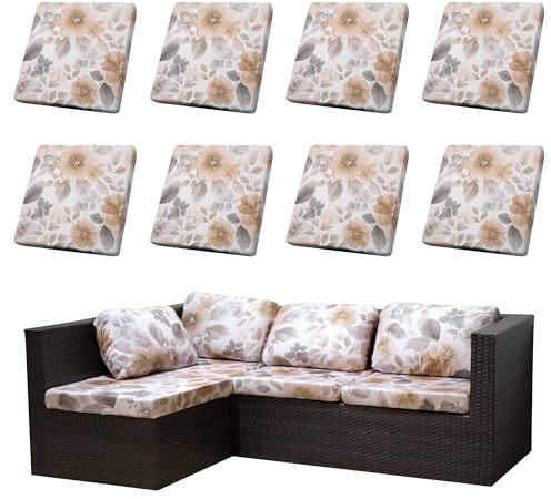 SUKAIKEQA Patio-Kissenbezüge | Outdoor-Sofabezüge | Stretch-Sofakissenbezüge | Sofabezüge | Abnehmbar und maschinenwaschbar. (8, Blumen)