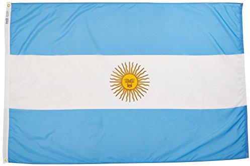 Annin Flagmakers 190328 Nylon SolarGuard nyl-Glo bandera de Argentina, 4 x 6 