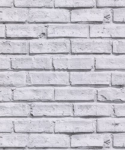 Arthouse 623004 Papel Pintado Ladrillo, Blanco, 53 cm x 10.05 m