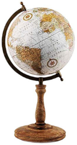 GLOBE TERRESTRE neuf rotatif avec support BOIS 41cm couleur vintage