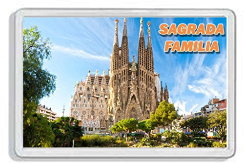 AWS Magnet aus Hartplastik (PVC) La Sagrada Familia Barcelona Spanien Souvenir Kühlschrankmagnet aus Hartplastik mit Fotodruck der Basilika Sagrada Familia von Gaudì