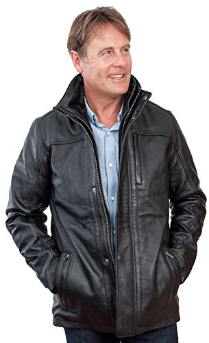Männer von mittlerer Länge Klassische Warm schwarzen Lederjacke 3XL