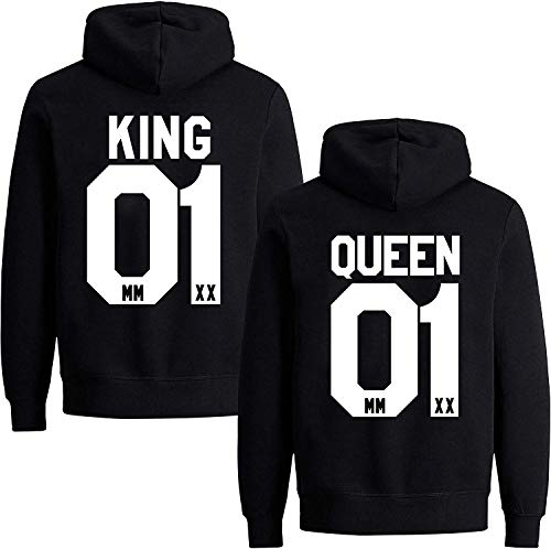 Couples Shop King Queen Hoodie Pullover - 1 Stück King Herren Schwarz L
