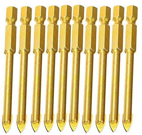 10Pcs 6mm Tungsten Tile Drill Bit Set Carbide Drill Bit Glass Ceramic Flat Spear Head Drill Bit