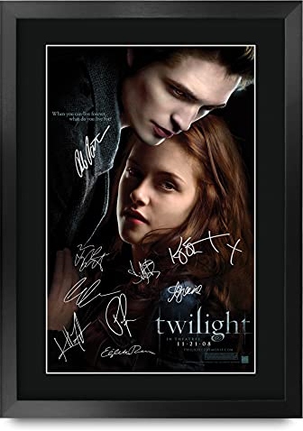 HWC Trading Dämmerung der Schauspieler Kristen Stewart Robert Pattinson Geschenke Printed Poster Autogramm Bild für Film-Memorabilia Fans - A3 Eingerahmt