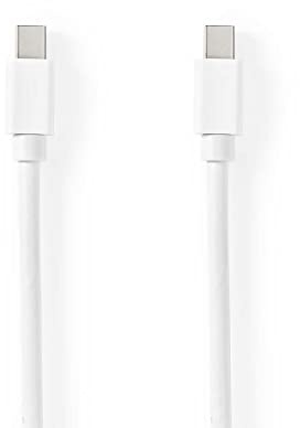 NEDIS Mini DisplayPort Cable | DisplayPort 1.4 | Mini-DisplayPort Male | Mini-DisplayPort Male | 48Gbps | Nickel Plated | 2m | Round | PVC | Polybag 2m White