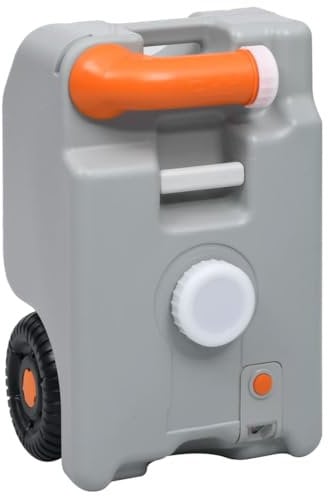 vidaXL Camping Wassertank mit Rollen Wohnwagen Wohnmobil Roll Tank Abwasser Behälter Frischwasser Abwassertank Wassertaxi 25L Grau