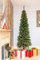 SHATCHI 8Ft/2.4m Pre-Lit Artificial Slim Christmas Green Pencil Tree, Pointed Tips, Metal Stand Warm White LEDs Lights Holiday Home Decorations, 240 cm
