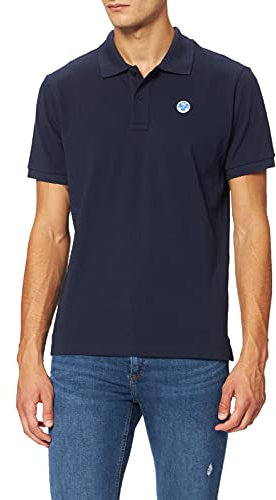 North Sails SS Polo W/Logo, Navy Blue, Large Uomo