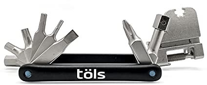 TÖLS 18 multiherramienta bicicleta Aina - 6 Llaves Allen + Llave Torx + Destornillador Estrella + Destornillador Plano + 5 Llaves Radios + Tronchacadenas 5v + Abrebotellas kit herramientas bicicleta