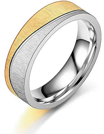 Gualiy Verlobungsring Weißgold, Eheringe aus Edelstahl mit 6MM Matt Oberfläche Ring für Jungen und Mädchen Gold Silber, Größe 60 (19.1)
