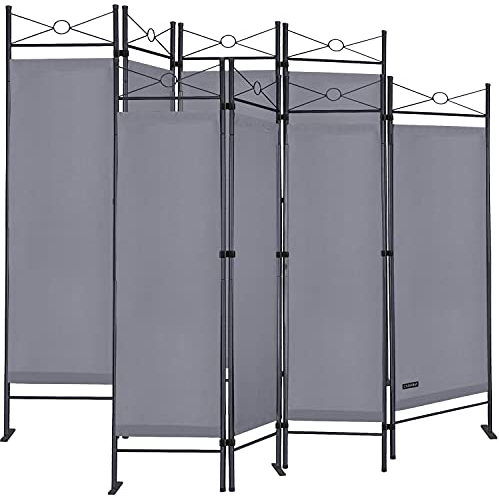 DEUBA® 2er Set Trennwand 180x160cm 4 teilig Blickdicht Freistehend Faltbar Stabil Wohnzimmer Schlafzimmer Büro Raumteiler Spanische Wand Paravent Grau