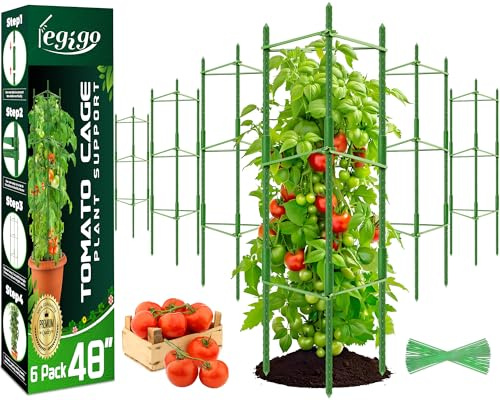 Legigo 6 Stück Tomaten Rankhilfe, 120 cm Verstellbare Rankhilfe Tomaten | Stabile, Wetterfeste Pflanzenstütze Mit Stahlkern für Gurken, Bohnen und Kletterpflanzen in Topf, Hochbeet und Garten