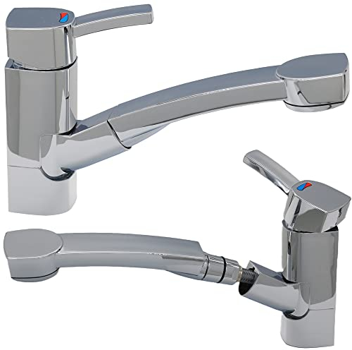Wasserhahn Einhebelmischer Capri mit ausziehbarer Dusche + Schalter Chrom