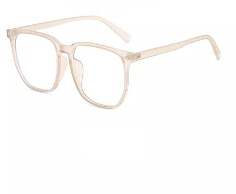 TR90-Rahmen mit blauem Lichtblockierung, dicker, quadratischer Rahmen, klare Gläser, Brille, Brille, super übergroße Mode und Kostüm, Blau, hellbraun, Einheitsgröße
