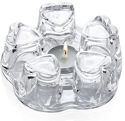 KAYBTNT Chauffe Theiere Bougie, Théière Réchauffeur en Verre avec Couvercle, Chauffe-Théière Robuste au Design Moderne pour Thé, Café, Lait,Heart