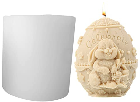 silikonform ostern,3D Osterhase Silikon Form 3D Kerze Silikonform,Ostern Kaninchen Silikonform Kerzenformen, Ei Cartoon Hase, Kaninchen für DIY Seife, Kerzen, Keks, Schokoladenkuchen
