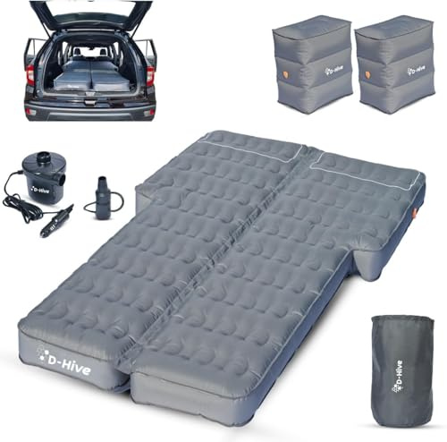 D-Hive Unbeatable Durability SUV Air mattress for Car Camping, Durable Extra Thick 300D Oxford Fabric, Quick Easy Set-Up w/Electric Pump, Bedding for SUV, Car Air mattress